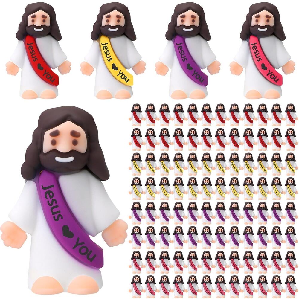 100 Pcs Little Jesus Figures Jesus Loves You Original Design Rubber